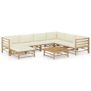 vidaXL, vidaXL 8-tlg. Garten-Lounge-Set mit Cremeweißen Kissen Bambus, 