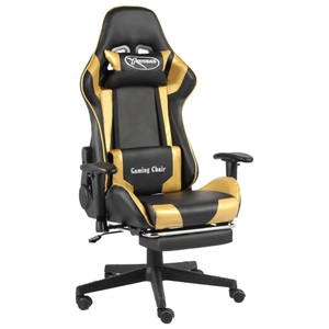 vidaXL, vidaXL Gaming-Stuhl mit Fußstütze Drehbar Golden PVC