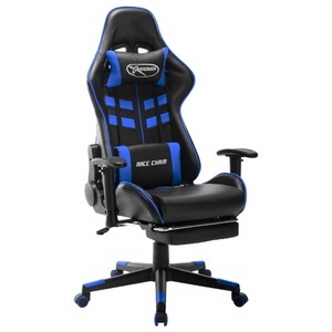 vidaXL, vidaXL Gaming-Stuhl mit Fußstütze Schwarz und Blau Kunstleder, vidaXL Gaming-Stuhl mit Fußstütze Schwarz und Blau Kunstleder