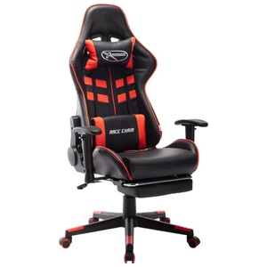 vidaXL, vidaXL Gaming-Stuhl mit Fußstütze Schwarz und Rot Kunstleder