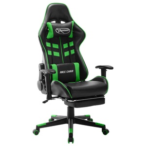 vidaXL, vidaXL Gaming-Stuhl mit Fußstütze Schwarz und Grün Kunstleder