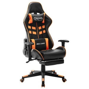 vidaXL, vidaXL Gaming-Stuhl mit Fußstütze Schwarz und Orange Kunstleder, vidaXL Gaming-Stuhl mit Fußstütze Schwarz und Orange Kunstleder