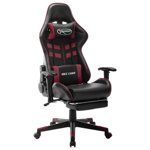 vidaXL, vidaXL Gaming-Stuhl mit Fußstütze Schwarz und Weinrot Kunstleder, vidaXL Gaming-Stuhl mit Fußstütze Schwarz und Weinrot Kunstleder