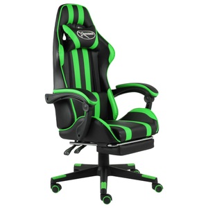 vidaXL, vidaXL Gaming-Stuhl mit Fußstütze Schwarz und Grün Kunstleder