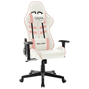 vidaXL, vidaXL Gaming-Stuhl Weiß und Rosa Kunstleder