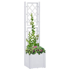 vidaXL, vidaXL Garten-Hochbeet mit Spalier und Selbstbewässerungssystem Weiß, vidaXL Garten-Hochbeet mit Spalier und Selbstbewässerungssystem Weiß
