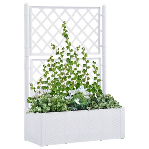 vidaXL, vidaXL Garten-Hochbeet mit Spalier und Selbstbewässerungssystem Weiß, vidaXL Garten-Hochbeet mit Spalier und Selbstbewässerungssystem Weiß