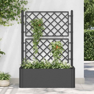 vidaXL, vidaXL Garten-Hochbeet mit Spalier Selbstbewässerungssystem Anthrazit, vidaXL Garten-Hochbeet mit Spalier Selbstbewässerungssystem Anthrazit