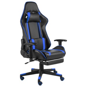vidaXL, vidaXL Gaming-Stuhl mit Fußstütze Drehbar Blau PVC