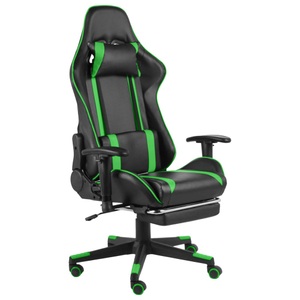 vidaXL, vidaXL Gaming-Stuhl mit Fußstütze Drehbar Grün PVC