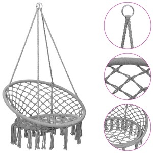 vidaXL, vidaXL Hängesessel 80 cm Grau, vidaXL Hängesessel 80 cm Grau