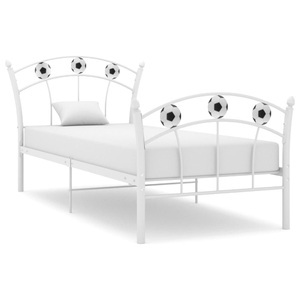 vidaXL, vidaXL Einzelbett mit Fußball-Design Weiß Metall 90x200 cm, vidaXL Einzelbett mit Fußball-Design Weiß Metall 90x200 cm