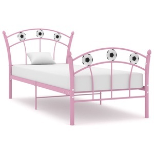 vidaXL, vidaXL Einzelbett mit Fußball-Design Rosa Metall 90x200 cm, vidaXL Einzelbett mit Fußball-Design Rosa Metall 90x200 cm