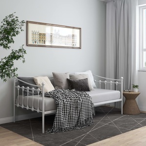 vidaXL, vidaXL Schlafsofa Bettgestell Weiß Metall 90x200 cm, vidaXL Schlafsofa Bettgestell Weiß Metall 90x200 cm
