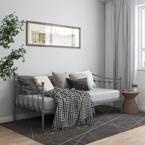 vidaXL, vidaXL Schlafsofa Bettgestell Grau Metall 90x200 cm, vidaXL Schlafsofa Bettgestell Grau Metall 90x200 cm