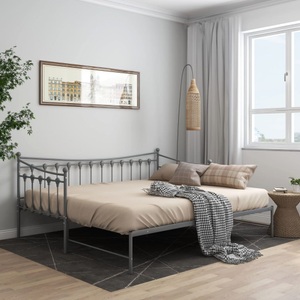 vidaXL, vidaXL Ausziehsofa Bettgestell Grau Metall 90x200 cm, vidaXL Ausziehsofa Bettgestell Grau Metall 90x200 cm