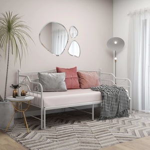 vidaXL, vidaXL Ausziehsofa Bettgestell Weiß Metall 90x200 cm, vidaXL Ausziehsofa Bettgestell Weiß Metall 90x200 cm