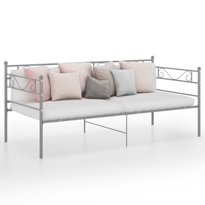 vidaXL, vidaXL Schlafsofa Bettgestell Grau Metall 90x200 cm, vidaXL Schlafsofa Bettgestell Grau Metall 90x200 cm