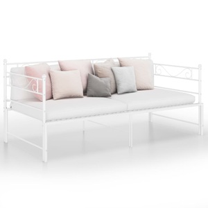 vidaXL, vidaXL Ausziehsofa Bettgestell Weiß Metall 90x200 cm, vidaXL Ausziehsofa Bettgestell Weiß Metall 90x200 cm
