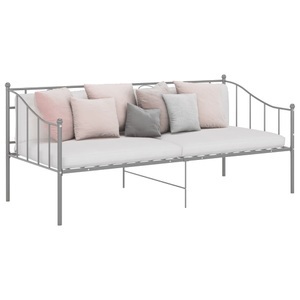 vidaXL, vidaXL Schlafsofa Bettgestell Grau Metall 90x200 cm, vidaXL Schlafsofa Bettgestell Grau Metall 90x200 cm