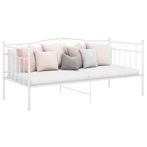 vidaXL, vidaXL Schlafsofa Bettgestell Weiß Metall 90x200 cm, vidaXL Schlafsofa Bettgestell Weiß Metall 90x200 cm