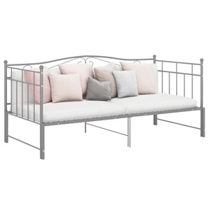vidaXL, vidaXL Ausziehsofa Bettgestell Grau Metall 90x200 cm, vidaXL Ausziehsofa Bettgestell Grau Metall 90x200 cm