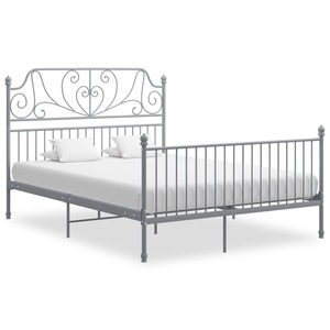 vidaXL, vidaXL Bettgestell Grau Metall und Sperrholz 160x200 cm, vidaXL Bettgestell Grau Metall 160x200 cm