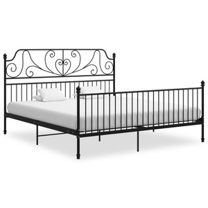 vidaXL, vidaXL Bettgestell Schwarz Metall und Sperrholz 180x200 cm