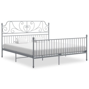 vidaXL, vidaXL Bettgestell Grau Metall und Sperrholz 180x200 cm
