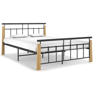 vidaXL, vidaXL Bettgestell Metall und Massivholz Eiche 140x200 cm