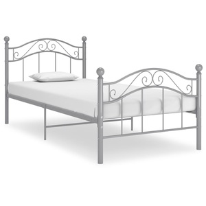 vidaXL, vidaXL Bett Grau Metall 90x200 cm, vidaXL Bett Grau Metall 90x200 cm