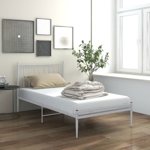 vidaXL, vidaXL Bett Weiß Metall 90x200 cm, vidaXL Bett Weiß Metall 90x200 cm