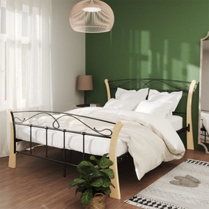 vidaXL, vidaXL Bett Schwarz Metall 140x200 cm, vidaXL Bettgestell Schwarz Metall 140x200 cm