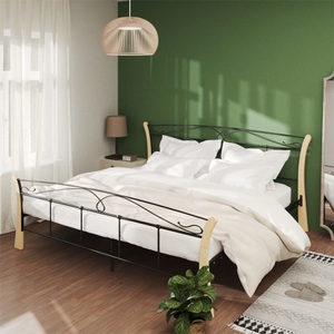 vidaXL, vidaXL Bett Schwarz Metall 200x200 cm, vidaXL Bettgestell Schwarz Metall 200x200 cm