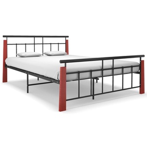 vidaXL, vidaXL Bettgestell Metall und Massivholz Eiche 140x200 cm