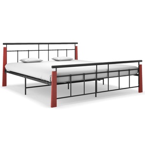 vidaXL, vidaXL Bettgestell Metall und Massivholz Eiche 180x200 cm