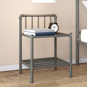 vidaXL, vidaXL Nachttisch Grau und Schwarz 45x34,5x62,5 cm Metall und Glas, vidaXL Nachttisch Grau und Schwarz 45x34,5x62,5 cm Metall und Glas