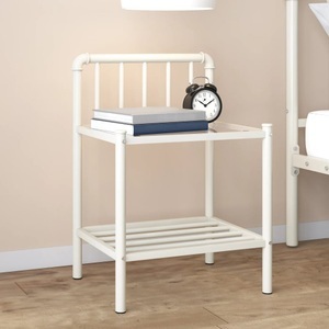 vidaXL, vidaXL Nachttisch Weiß Transparent 45x34,5x62,5 cm Metall und Glas, vidaXL Nachttisch Weiß Transparent 45x34,5x62,5 cm Metall und Glas