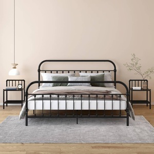 vidaXL, vidaXL Nachttische 2 Stk. Schwarz Metall und Glas, 