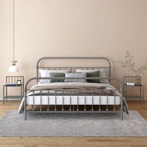 vidaXL, vidaXL Nachttische 2 Stk. Grau und Schwarz Metall und Glas
