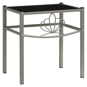 vidaXL, vidaXL Nachttisch Grau und Schwarz 42,5x33x44,5 cm Metall und Glas, 