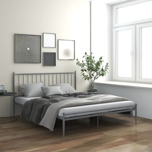 vidaXL, vidaXL Bett Grau Metall 200x200 cm, vidaXL Bett Grau Metall 200x200 cm