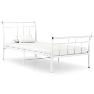 vidaXL, vidaXL Bettgestell Weiß Metall 90x200 cm, vidaXL Bettgestell Weiß Metall 90x200 cm