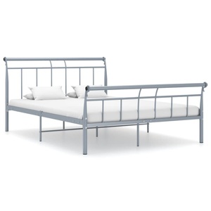 vidaXL, vidaXL Bettgestell Grau Metall 140x200 cm, vidaXL Bettgestell Grau Metall 140x200 cm