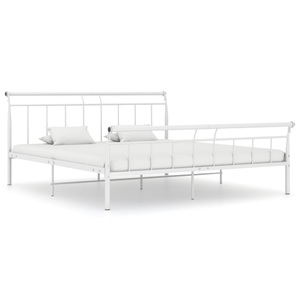 vidaXL, vidaXL Bettgestell Weiß Metall 160x200 cm, vidaXL Bettgestell Weiß Metall 160x200 cm