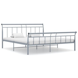 vidaXL, vidaXL Bettgestell Grau Metall 180x200 cm, vidaXL Bettgestell Grau Metall 180x200 cm