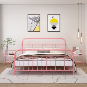 vidaXL, vidaXL Nachttische 2 Stk. Rosa Transparent Metall und Glas