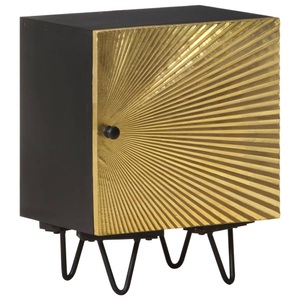 vidaXL, vidaXL Nachttisch mit Messingfront 40x30x50 cm Massivholz Mango, 