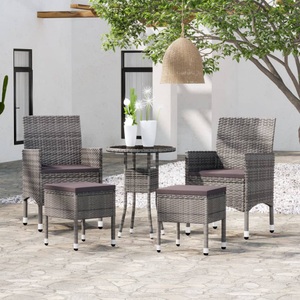 vidaXL 5-tlg. Garten-Lounge-Set Poly Rattan Grau