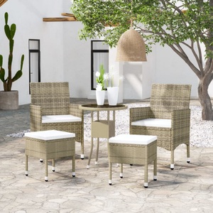 vidaXL, vidaXL 5-tlg. Garten-Lounge-Set Poly Rattan Beige, vidaXL 5-tlg. Garten-Lounge-Set Poly Rattan Beige